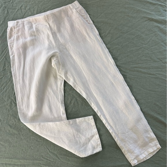 J.Jill Love Linen 100% Linen White Pull on Ankle Pants Womens Large New - Picture 5 of 7